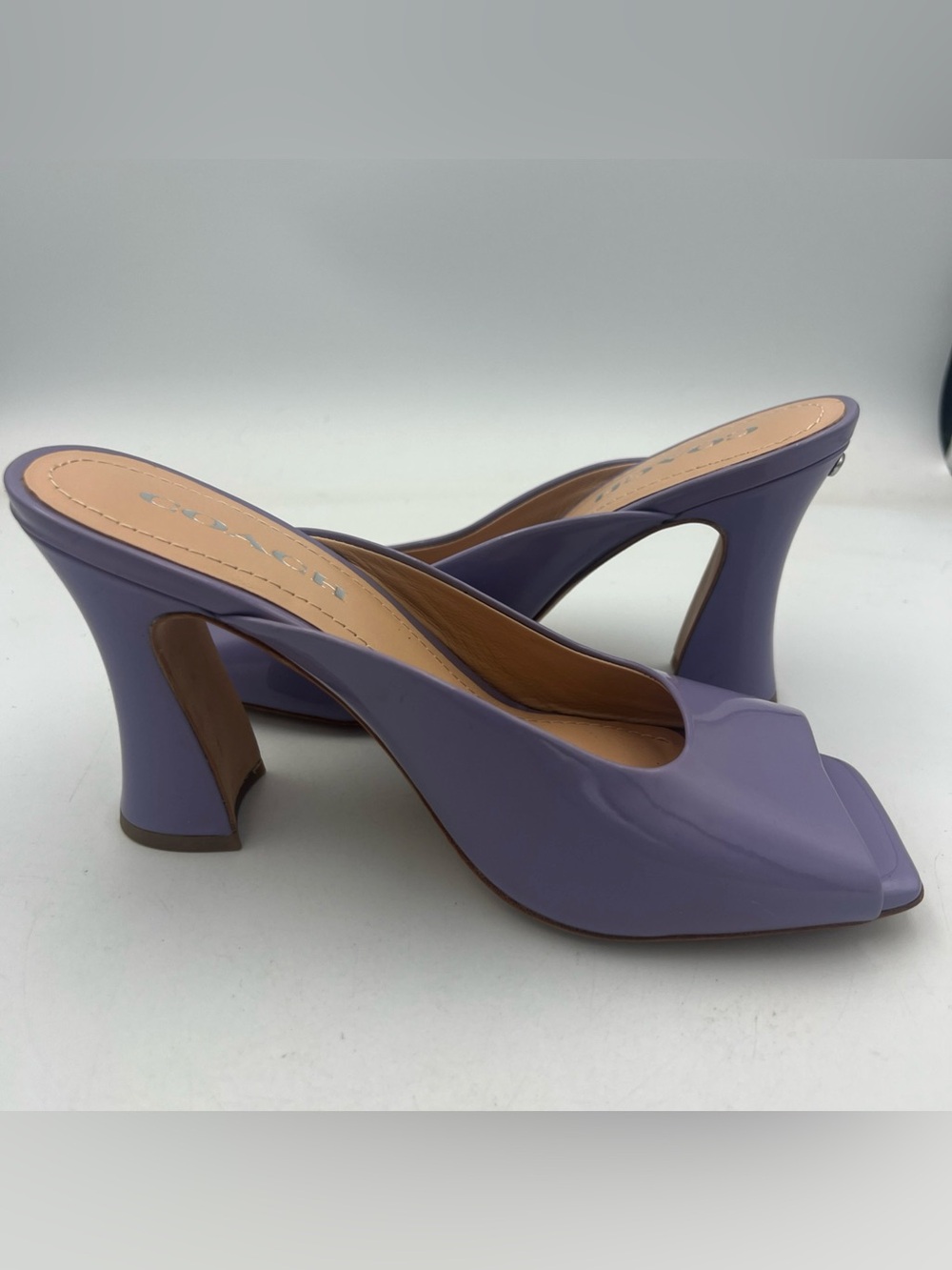 COACH Laurence Patent All Leather Sandal Heel Violet Purple Women’s Size 8 NEW - Picture 6 of 13